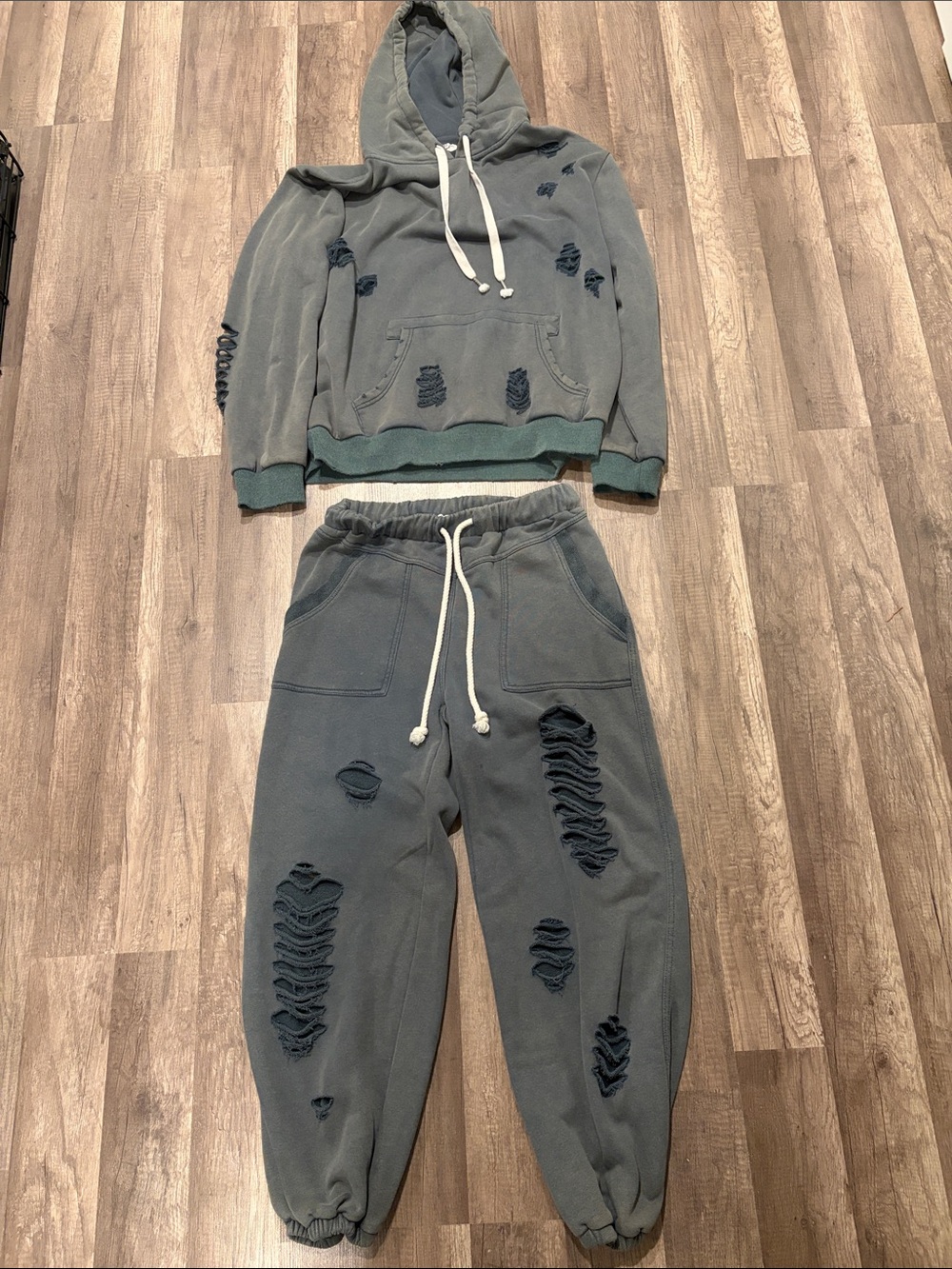 POL Distressed Hoodie And Sweatpants Set